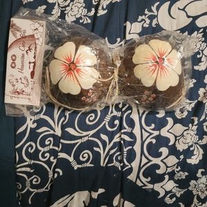 COPY - Adult hawaiian coco bra with plumeria flowers